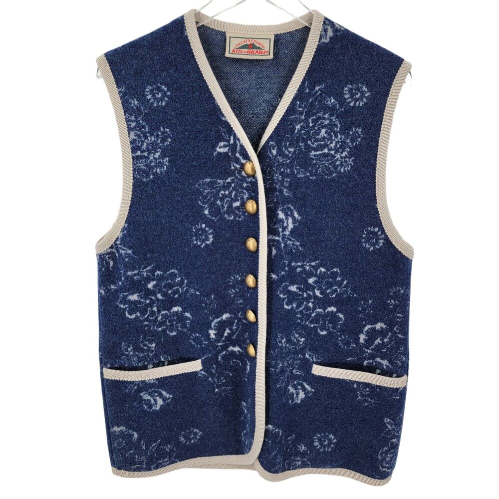 Kitz Pichler Tracht and Country Vest Womens 8 Wool Floral Pockets Flaw